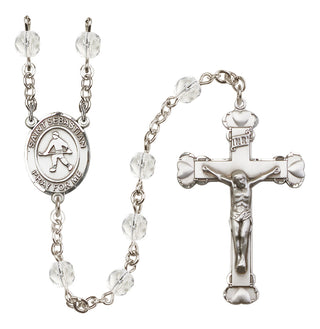 Silver-Plated 6mm Saint Sebastian/Field Hockey Rosary
