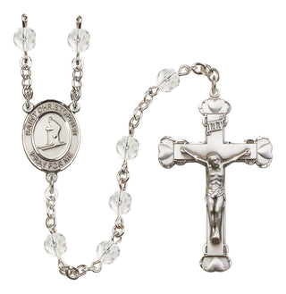 Silver-Plated 6mm Saint Christopher / Skiing Rosary