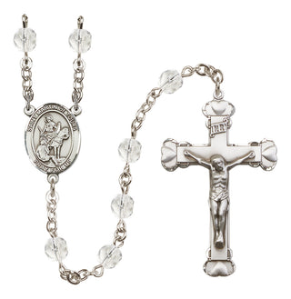 Silver Plated 6mm Fire Polished Saint Martin of Tours Rosary in Crystal