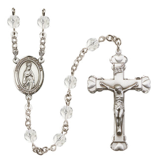 Silver Plated 6mm Fire Polished Our Lady of Fatima Rosary in Crystal