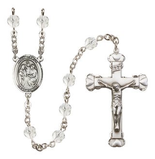 Silver Plated 6mm Fire Polished Holy Family Rosary in Crystal