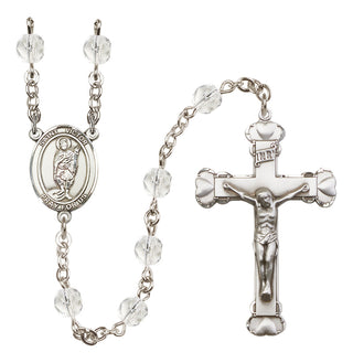 Silver Plated 6mm Fire Polished Saint Victor of Marseilles Rosary in Crystal