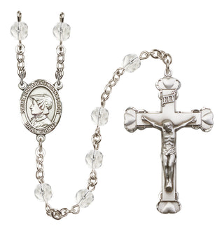 Silver Plated 6mm Fire Polished Saint Elizabeth Ann Seton Rosary in Crystal