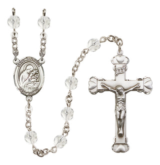 Silver Plated 6mm Fire Polished Saint Aloysius Gonzaga Rosary in Crystal