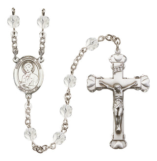 Silver Plated 6mm Fire Polished Saint Dominic Savio Rosary in Crystal