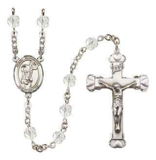 Silver-Plated 6mm Saint Stephanie  Engraved Catholic Rosaries