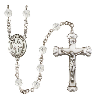 Silver-Plated 6mm Saint Maurus  Engraved Catholic Rosaries
