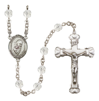 Silver Plated 6mm Fire Polished Blessed Trinity Rosary in Crystal
