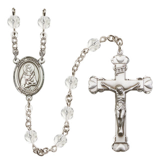 Silver Plated 6mm Fire Polished Saint Victoria Rosary in Crystal
