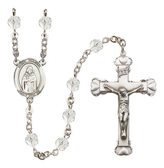 Silver Plated 6mm Fire Polished Saint Samuel Rosary in Crystal