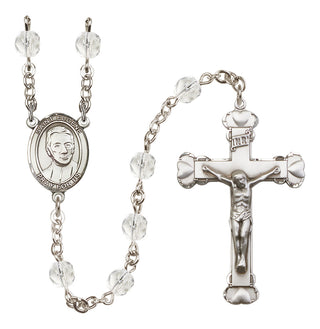 Silver Plated 6mm Fire Polished Saint Eugene de Mazenod Rosary in Crystal