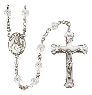 Silver Plated 6mm Fire Polished Saint Wenceslaus Rosary in Crystal