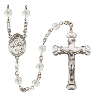 Silver Plated 6mm Fire Polished Our Lady of Good Counsel Rosary in Crystal