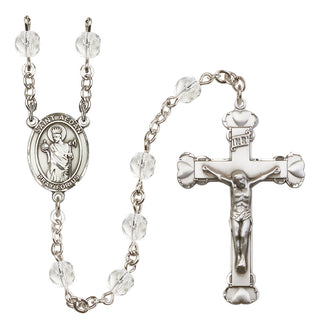 Silver Plated 6mm Fire Polished Saint Aedan of Ferns Rosary in Crystal
