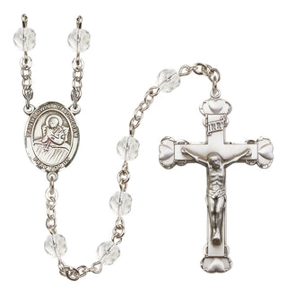 Silver Plated 6mm Fire Polished Saint Lidwina of Schiedam Rosary in Crystal