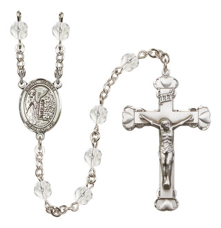 Silver-Plated 6mm Saint Fiacre  Engraved Catholic Rosaries