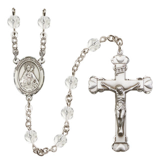 Silver Plated 6mm Fire Polished Our Lady of Olives Rosary in Crystal