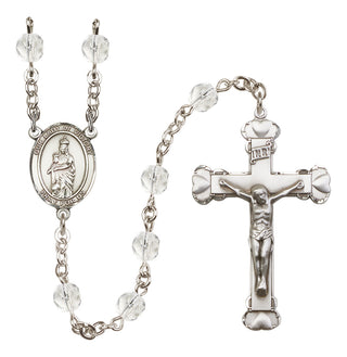 Silver Plated 6mm Fire Polished Our Lady of Victory Rosary in Crystal