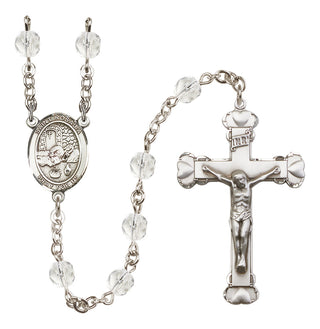 Silver-Plated 6mm Saint Rosalia  Engraved Catholic Rosaries