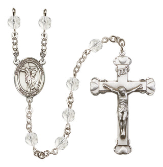 Silver Plated 6mm Fire Polished Saint Paul of the Cross Rosary in Crystal