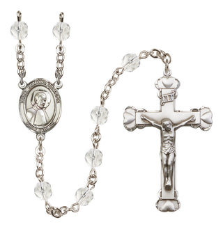 Silver Plated 6mm Fire Polished Saint Edmund Campion Rosary in Crystal