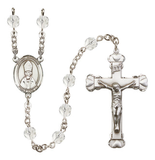 Silver Plated 6mm Fire Polished Saint Anselm of Canterbury Rosary in Crystal