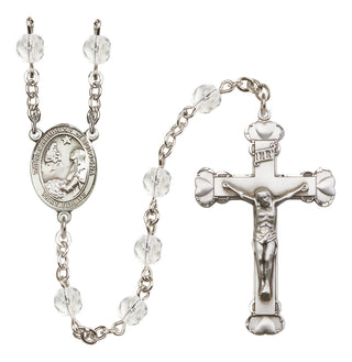 Silver Plated 6mm Fire Polished Saint Catherine of Bologna Rosary in Crystal