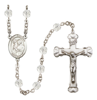 Silver-Plated 6mm Saint Dunstan  Engraved Catholic Rosaries