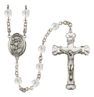 Silver-Plated 6mm Saint Vitus  Engraved Catholic Rosaries
