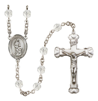Silver-Plated 6mm Saint Anne  Engraved Catholic Rosaries
