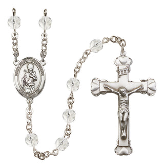 Silver Plated 6mm Fire Polished Saint Simon the Apostle Rosary in Crystal