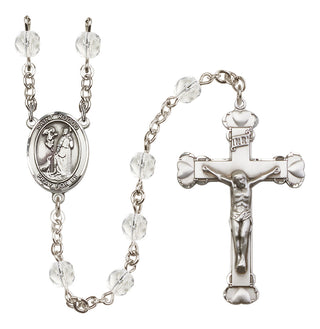 Silver-Plated 6mm Saint Rocco  Engraved Catholic Rosaries