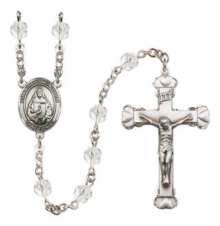 Silver Plated 6mm Fire Polished Saint Theodora Rosary in Crystal