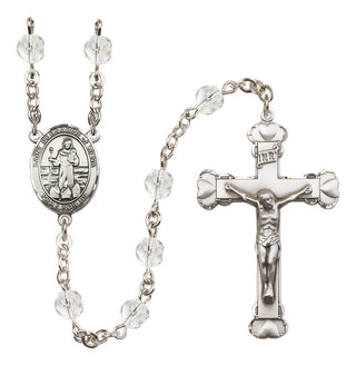Silver-Plated 6mm Saint Bernadine of Sienna  Engraved Catholic Rosaries
