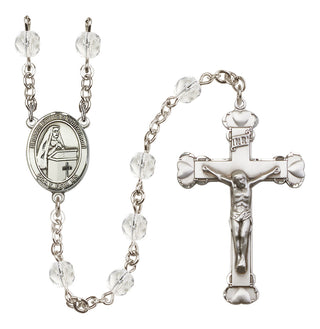 Silver-Plated 6mm Blessed Emilee Doultremont  Engraved Catholic Rosaries