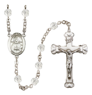 Silver-Plated 6mm Saint Daria  Engraved Catholic Rosaries