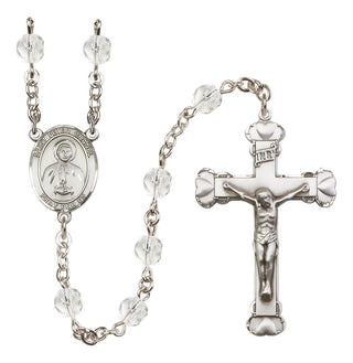 Silver Plated 6mm Fire Polished Saint Peter Chanel Rosary in Crystal