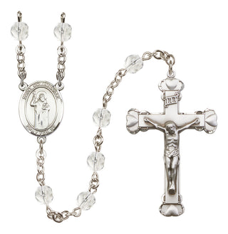 Silver Plated 6mm Fire Polished Saint Columbkille Rosary in Crystal