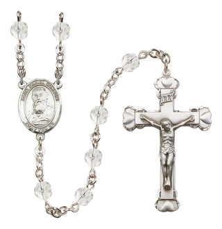 Silver Plated 6mm Fire Polished Saint Daniel Comboni Rosary in Crystal