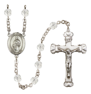 Silver Plated 6mm Fire Polished Saint Eligius Rosary in Crystal
