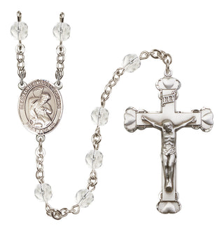 Silver Plated 6mm Fire Polished Blessed Herman the Cripple Rosary in Crystal