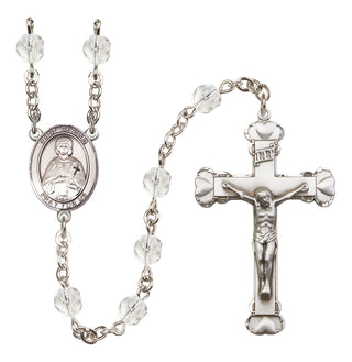Silver-Plated 6mm Saint Gerald  Engraved Catholic Rosaries
