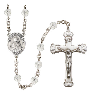 Silver-Plated 6mm Saint Lydia Purpuraria  Engraved Catholic Rosaries