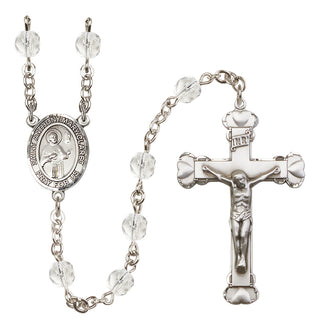 Silver Plated 6mm Fire Polished Saint Anthony Mary Claret Rosary in Crystal