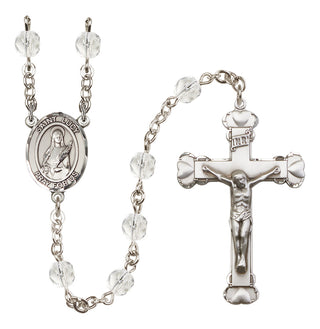 Silver-Plated 6mm Saint Lucy  Engraved Catholic Rosaries