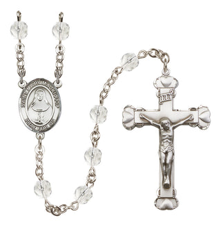 Silver Plated 6mm Fire Polished Saint Mary Mackillop Rosary in Crystal
