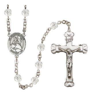 Silver Plated 6mm Fire Polished Guardian Angel Protector Rosary in Crystal