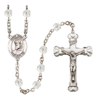Silver Plated 6mm Fire Polished Pope Pius V Rosary in Crystal