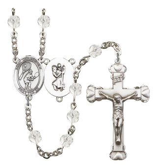Saint Christopher and Tennis Rosary with Crystal Beads