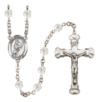 Silver-Plated 6mm Saint Christopher/Softball Rosary